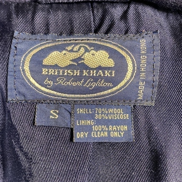 Vintage British Khaki By Robert Lighton Navy Blue Wool Blazer Jacket Size Small - Picture 7 of 9